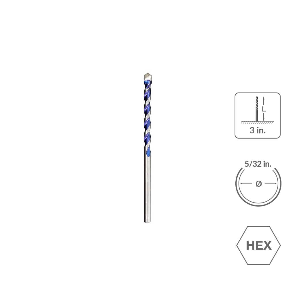 SaberCut 5/32 in 3 in Straight Shank 4-Cutter Multi-Material Drill Bit