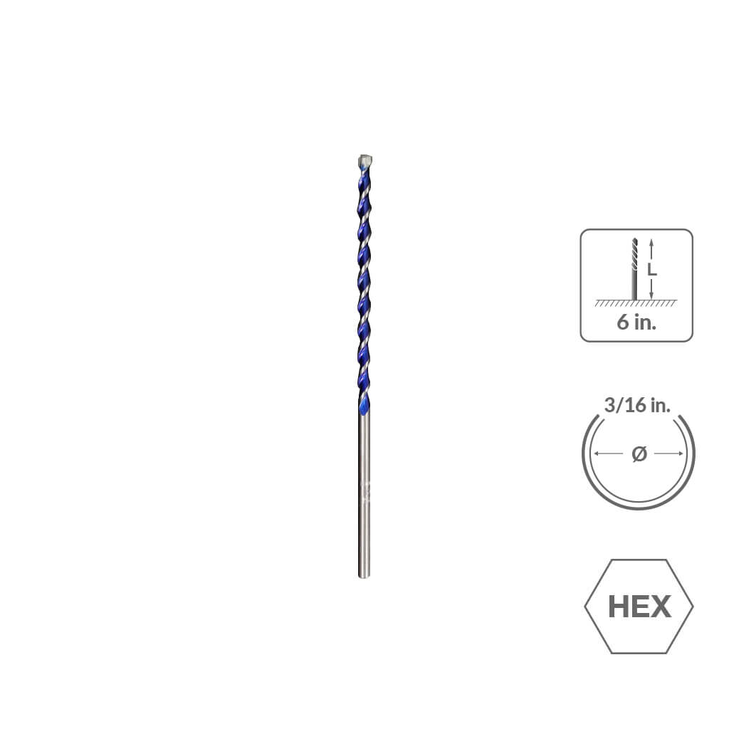 SaberCut 3/16 in 6 in Straight Shank 4-Cutter Multi-Material Drill Bit