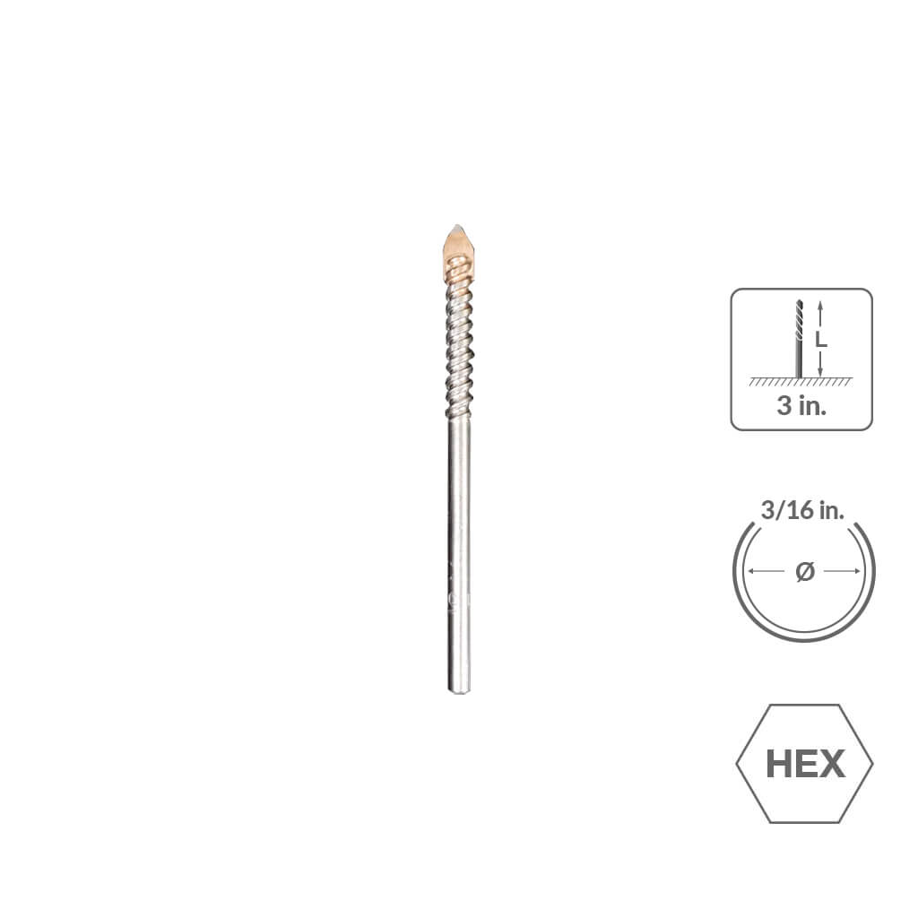 SaberCut 3/16 in 3 in 4-Cutter Drill Bit