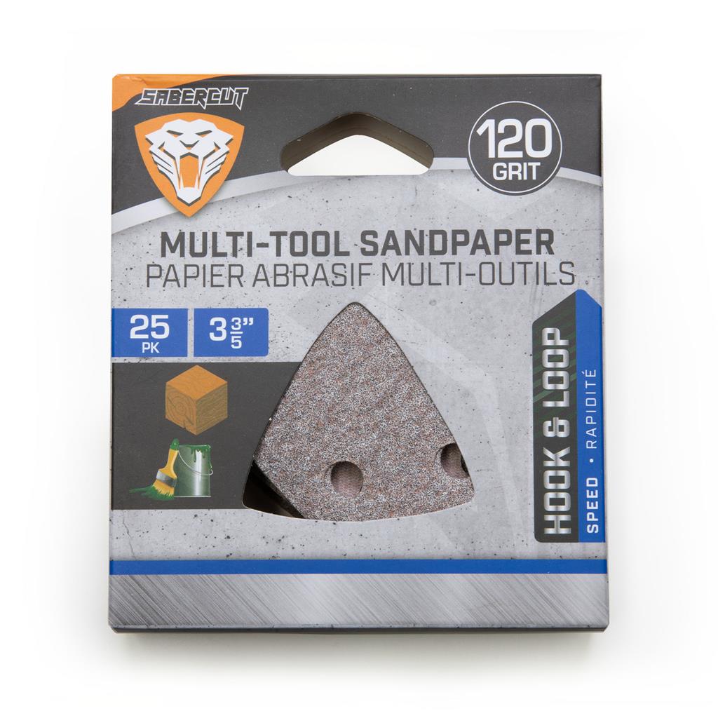 SaberCut 3-3/5 in 120 Hook & Loop Triangle Shape Multi-Tool Sandpaper