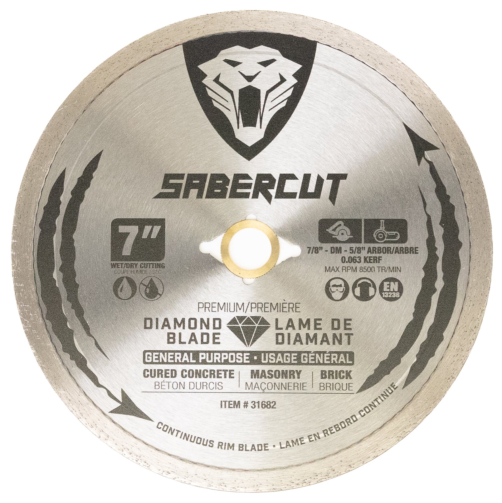 SABERCUT 7 in.  General Purpose Cured Concrete, Brick & Masonry Continuous Diamond Blade