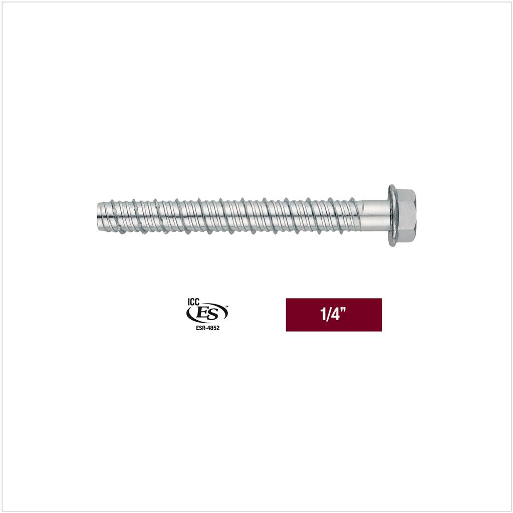 DuraDrive 1/4 in 2-1/4 in Steel Performance Threaded Anchor - 100/Pack