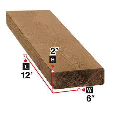 2 in. x 6 in. x 12 ft. Round Edge Brown Pressure Treated Decking Board