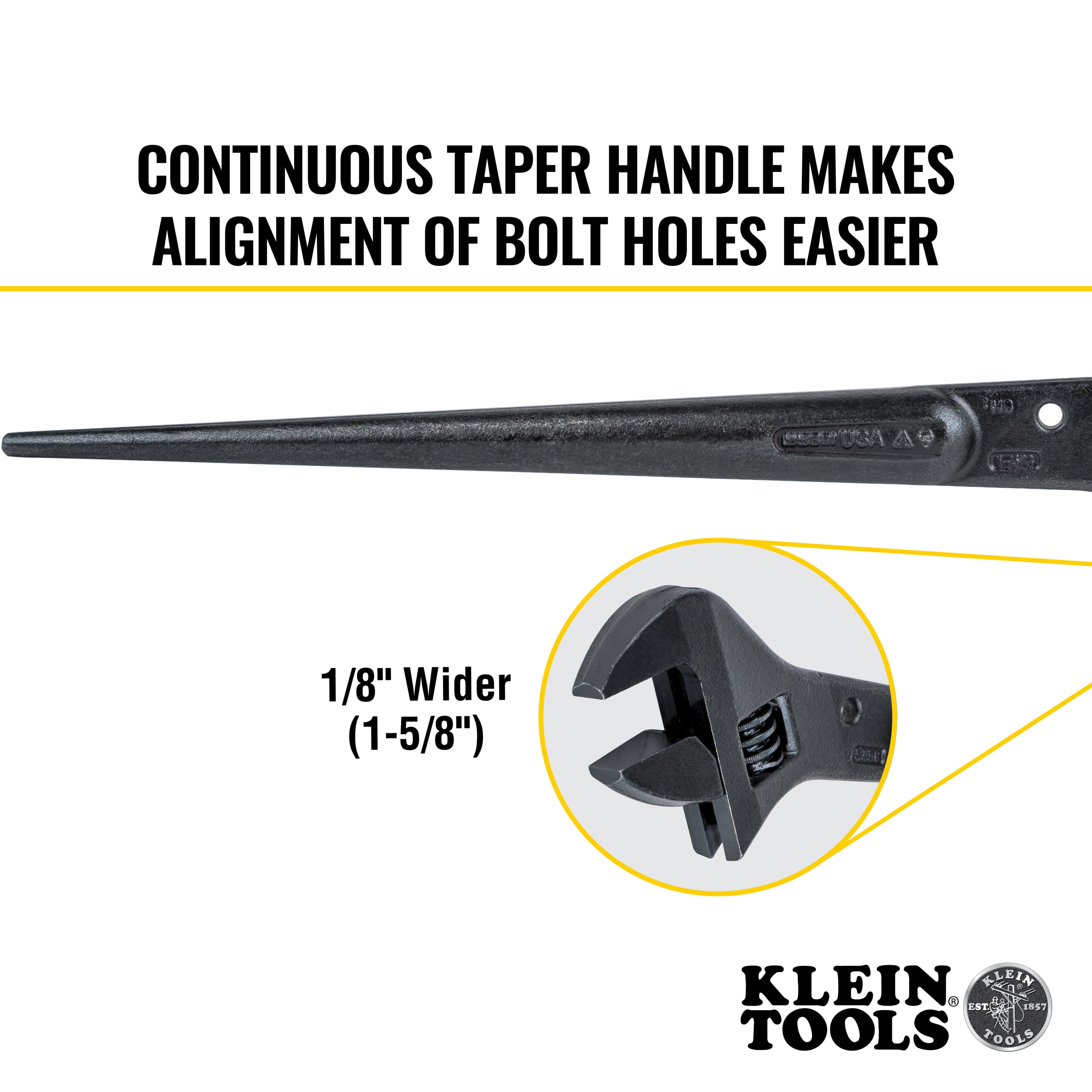 Klein 3239 Adjustable Spud Wrench 16 in., 1-5/8 in. Tether Hole