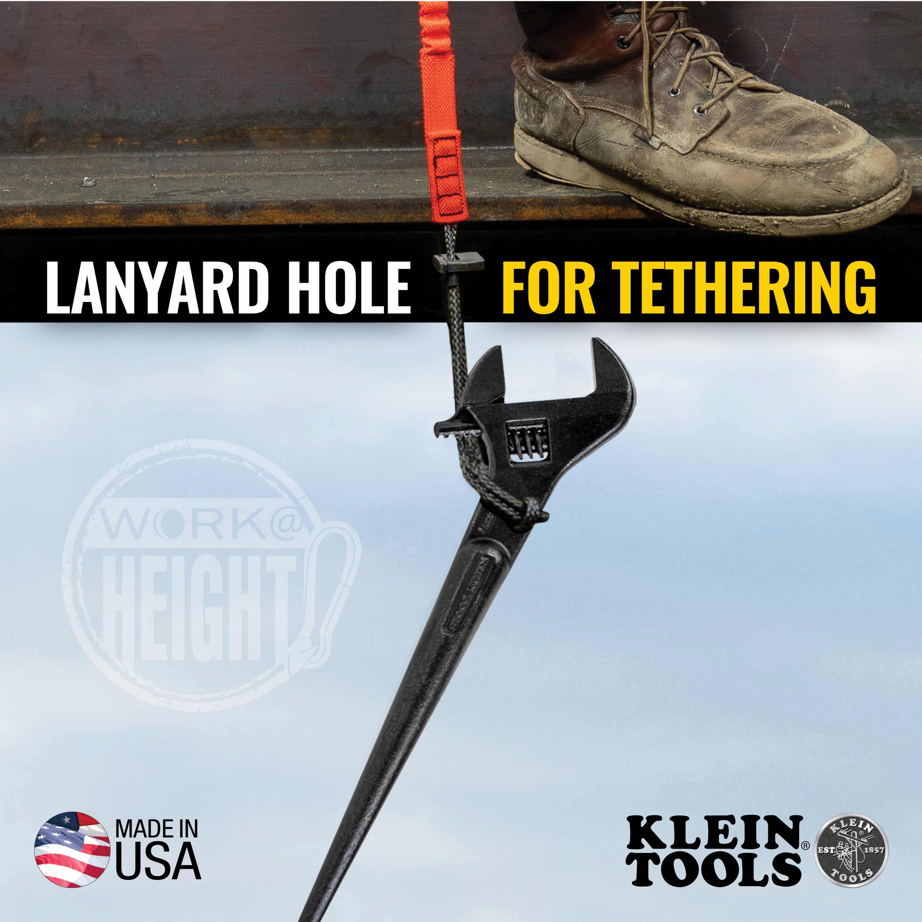 Klein 3239 Adjustable Spud Wrench 16 in., 1-5/8 in. Tether Hole
