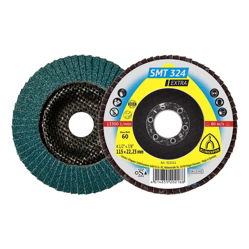 Klingspor Abrasives 321511 SMT 324 Extra 4-1/2 in x7/8 in 60 Grit Flap Disc