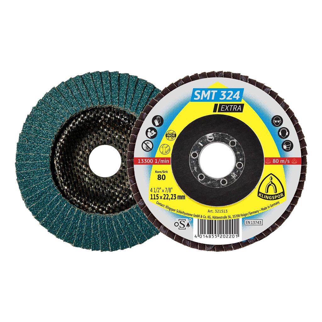 Klingspor Abrasives 321513 SMT 324 Extra 4-1/2 in 7/8 in 80 Grit Flap Disc