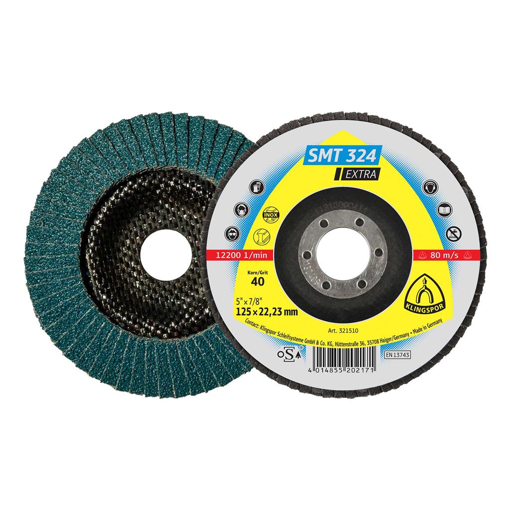 Klingspor Abrasives 321510 SMT 324 Extra 5 in x 7/8 in 40 Grit Flap Disc