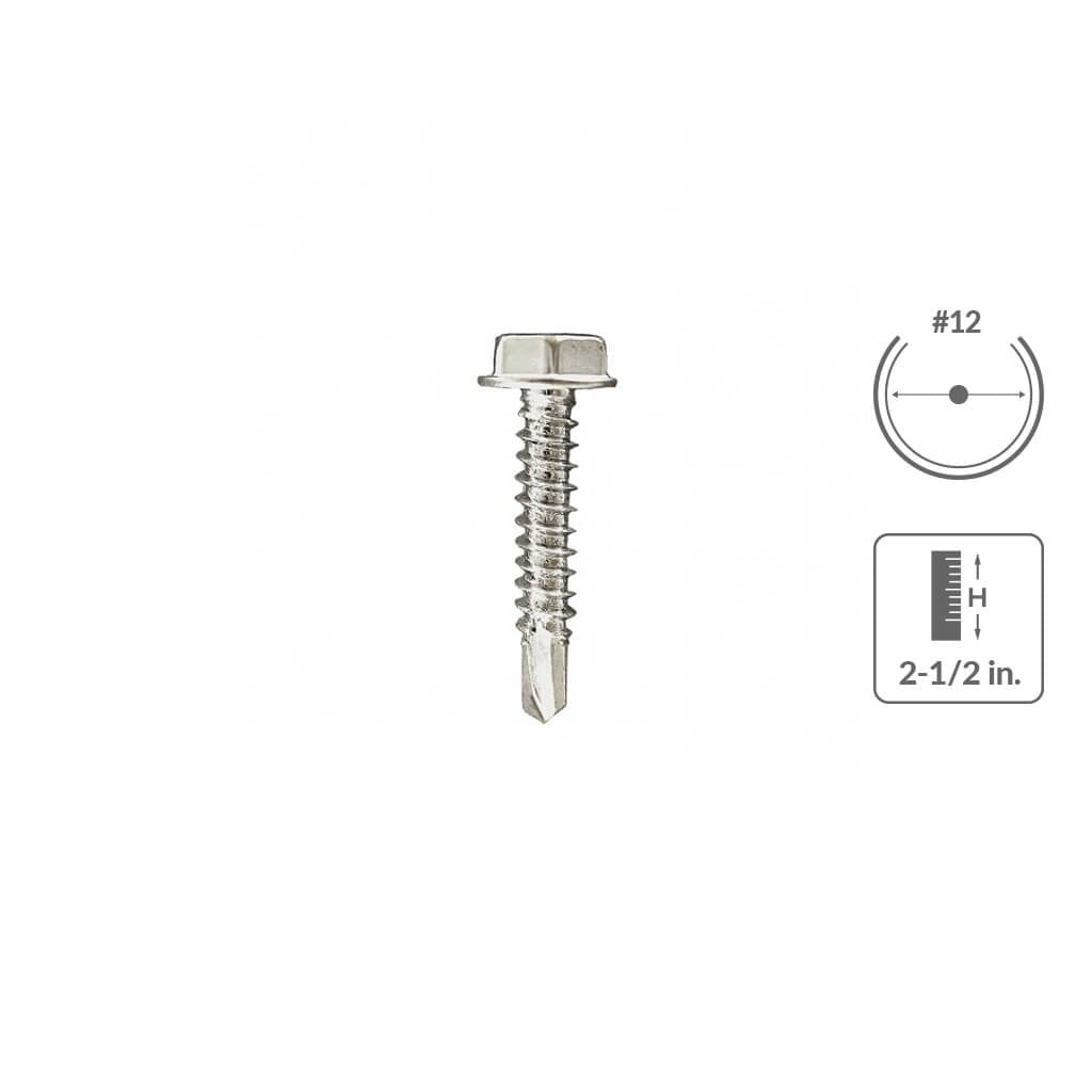 The Hillman Group Paulin B232-090 #12 2-1/2 in Hex Head Tek Screw