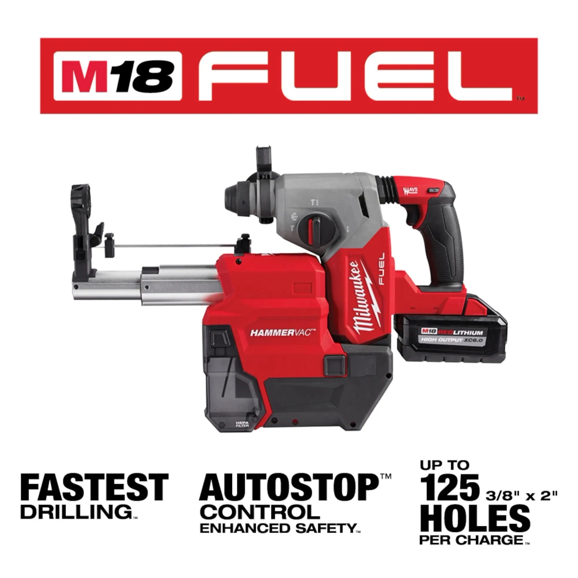 Milwaukee 2912-22DE M18 Fuel 1 in. SDS Plus Rotary Hammer Kit