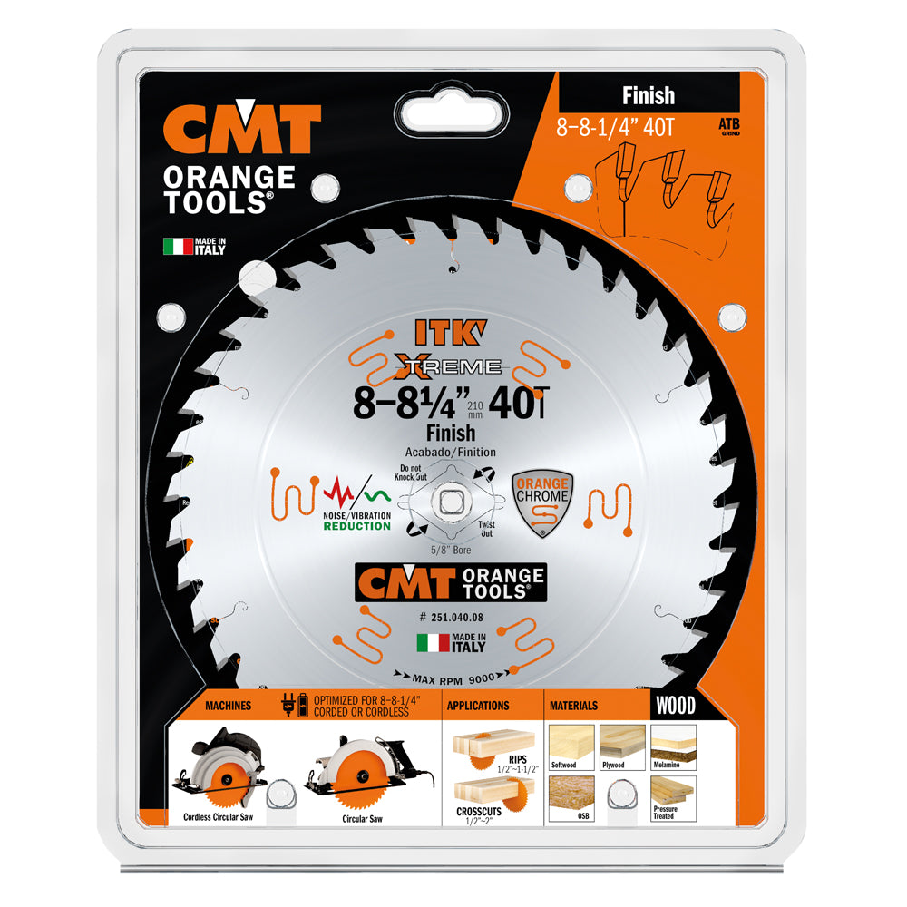 CMT 251.040.08 ITK XTREME 8-1/4-In x 40Teeth Wood Saw Blade For Fine Finish