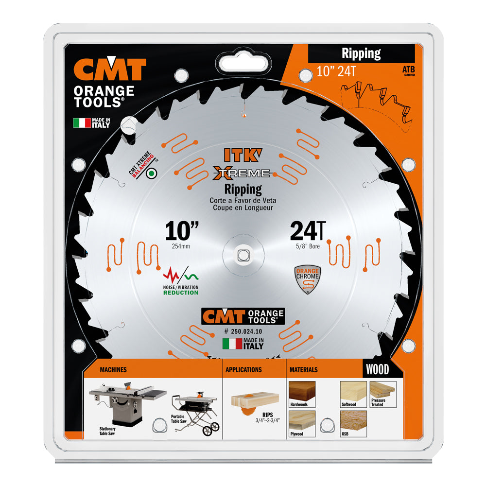 CMT 250.024.10 ITK XTREME 10-In x 24Teeth Wood Saw Blade for Ripping