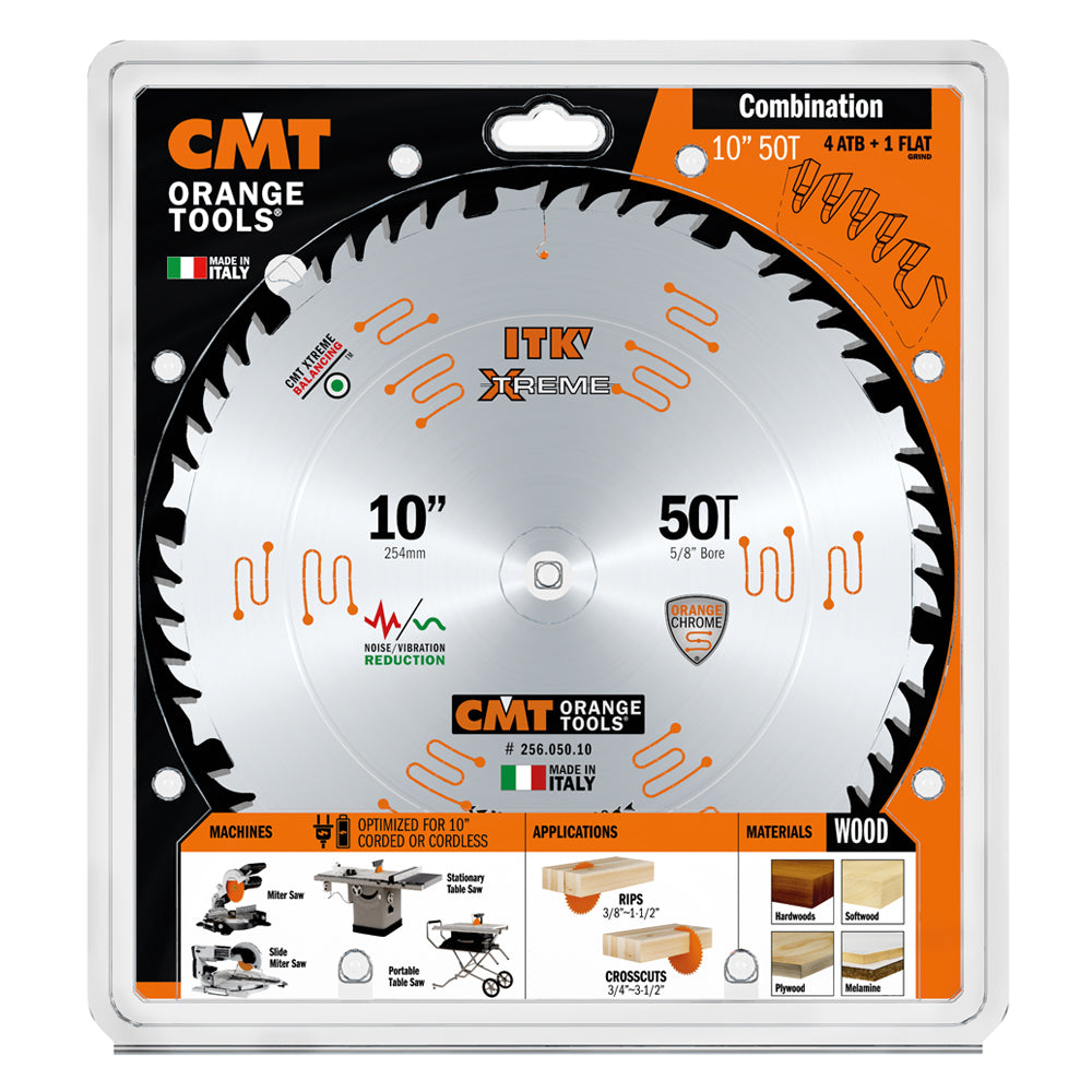 CMT 256.050.10 ITK XTREME 10-In x 50Teeth Wood Saw Blade for Combination Cutting