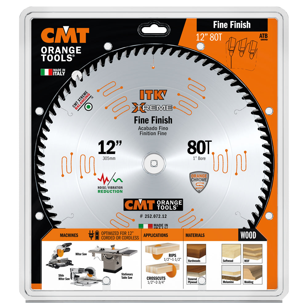 CMT 252.072.12 ITK EXTREME 12-In x 80Teeth Wood Saw Blade for Fine Finish Cross Cutting