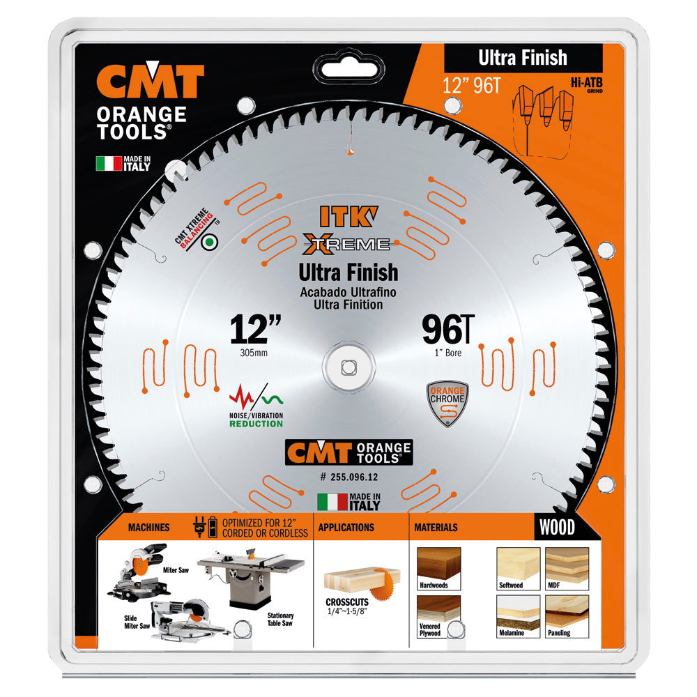 CMT 255.096.12 ITK XTREME 12-In x 96 Teeth Wood Saw Blade for Ultra-Fine Finish Cross Cutting