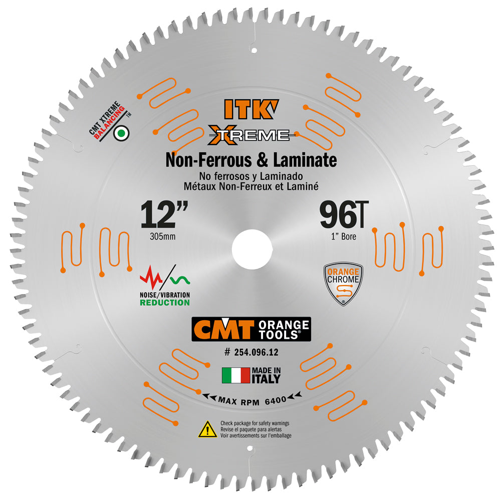 CMT 254.096.12 ITK XTREME 12-In x 96Teeth Saw Blade for Cutting Non-Ferrous Metal & Laminate