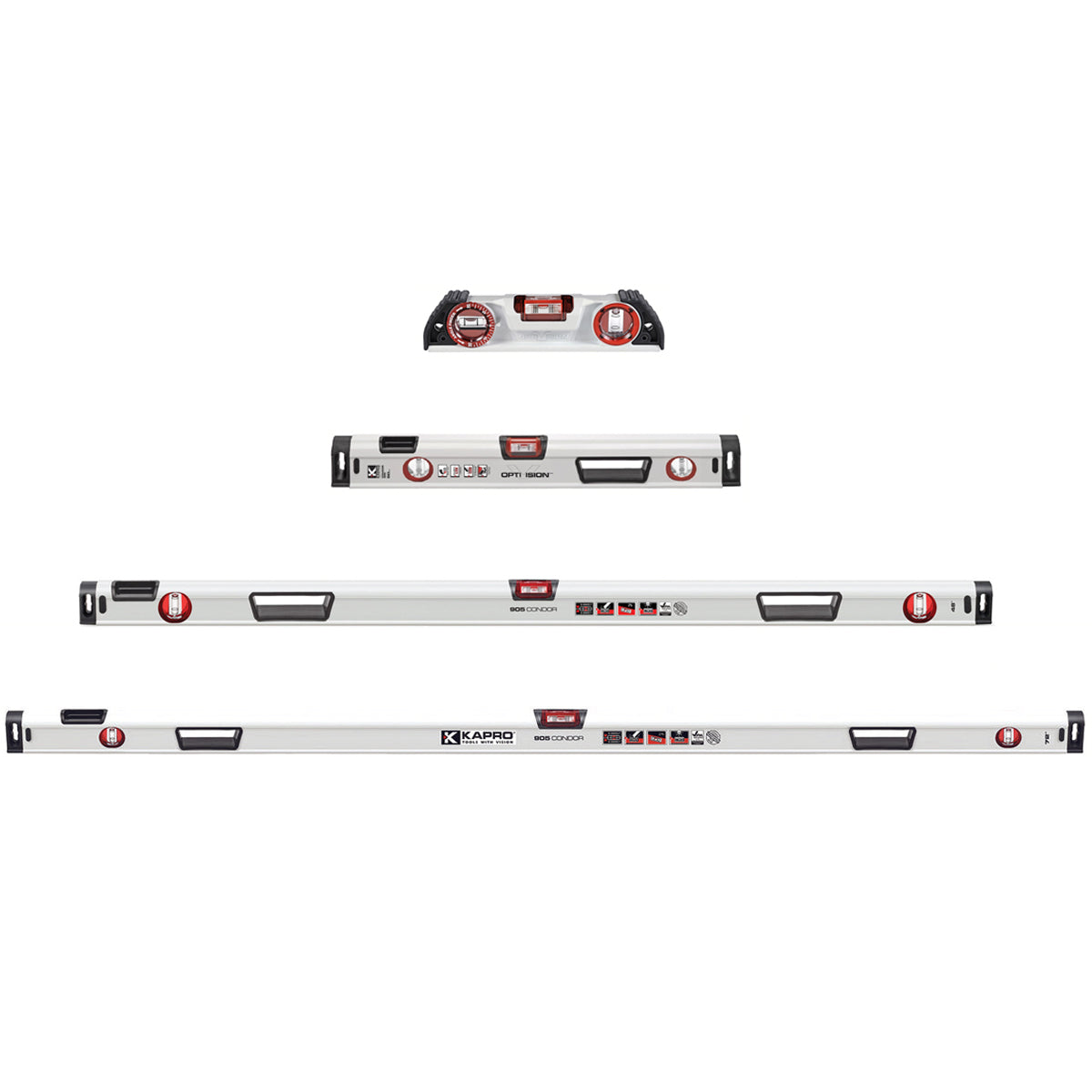 Kapro 10" Optivision Torpedo Condor Box Level 24", 48", 72" 4-Piece Set