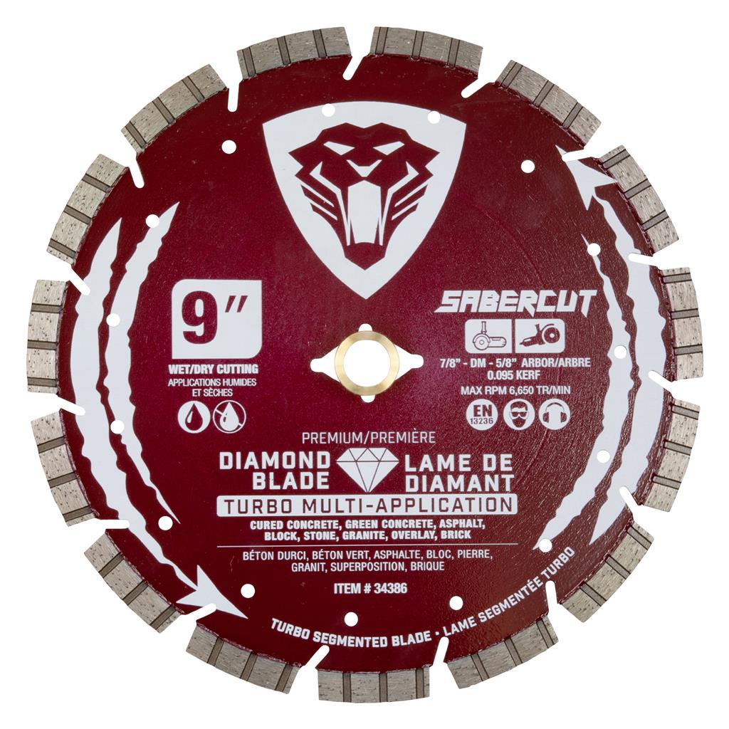 SaberCut 9 in 7/8 in - DM - 5/8 in 6650 rpm Multi-Application Diamond Blade