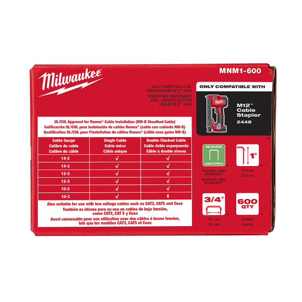 Milwaukee MNM1-600 19 mm 25 mm Cable Staples