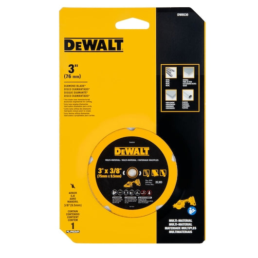 DeWalt DW8530 3 in 3/8 in 20300 rpm Multi-Material Diamond Blade