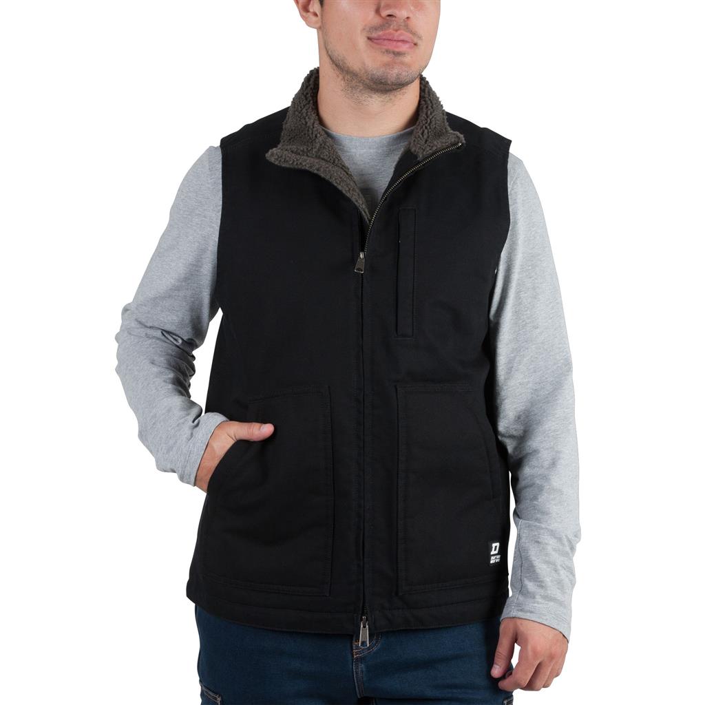 Sherpa X-Small/Small/Medium/Large/X-Large/2X-Large/3X-Large Black/Brown 100% Cotton Shell 100% Polyester Lining Washed Duck Mock-Neck Safety Vest