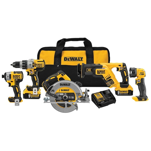 DeWalt DCK594P2 1825 ft/lb 820 W 5-Tool Cordless Hammer Drill/Driver Combo Kit