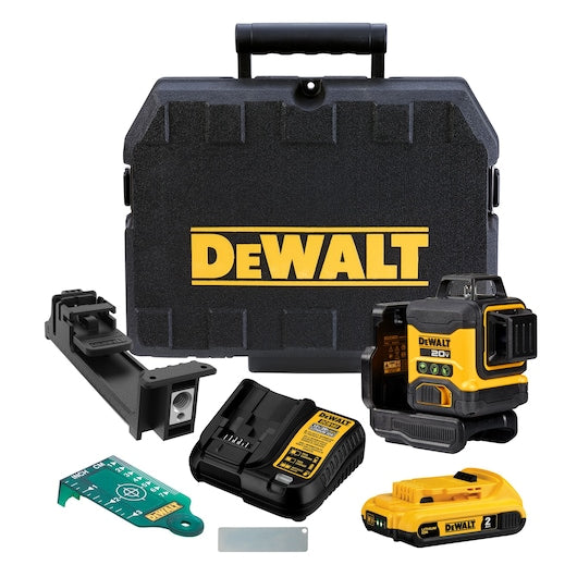 DeWalt DCLE34031D1 +/- 1/8 in @ 30 ft Green 3 x 360 deg Laser Kit