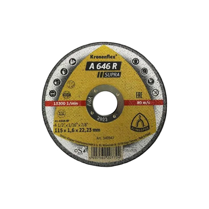Klingspor 340947 A646R Metal Cut Off Disc Flat 4-1/2 in.