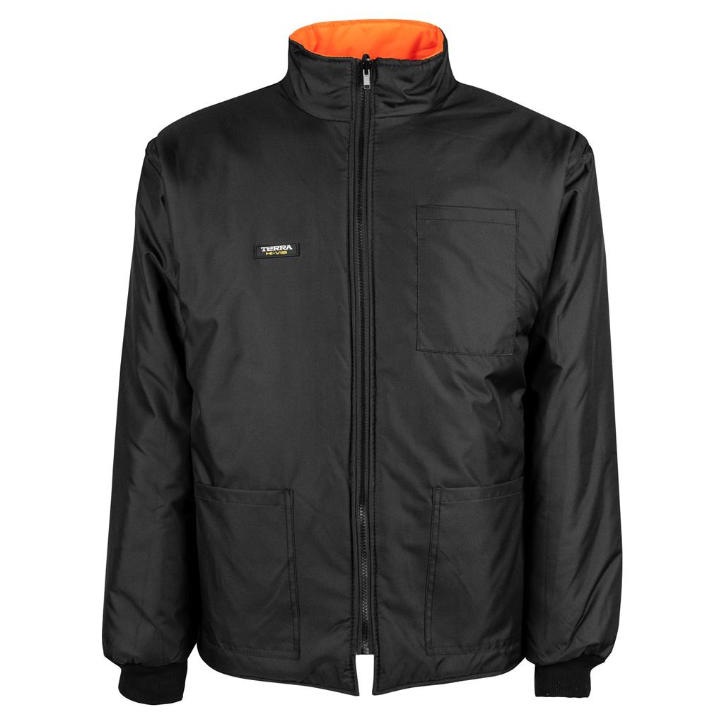 Terra Small/Medium/Large/X-Large/2X-Large/3X-Large Black/Orange 100% Polyester with PU Coating Insulated Waterproof Jacket