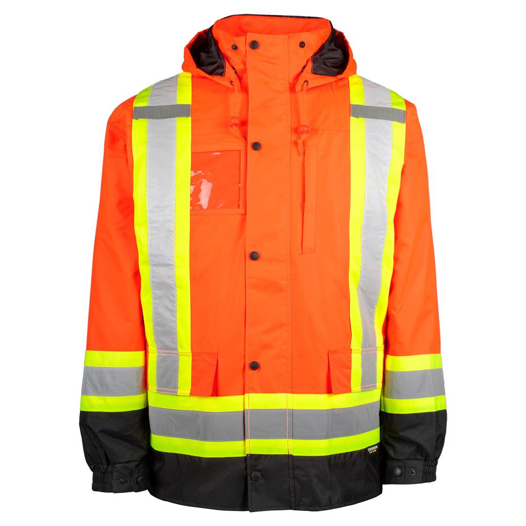 Terra Small/Medium/Large/X-Large/2X-Large/3X-Large Black/Orange 100% Polyester with PU Coating Insulated Waterproof Jacket