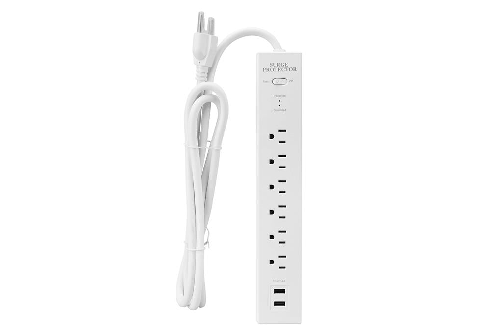 DuraDrive 6 ft 6 Outlets 270 Joules Surge Protection Power Bar with 2 USB Charging Port