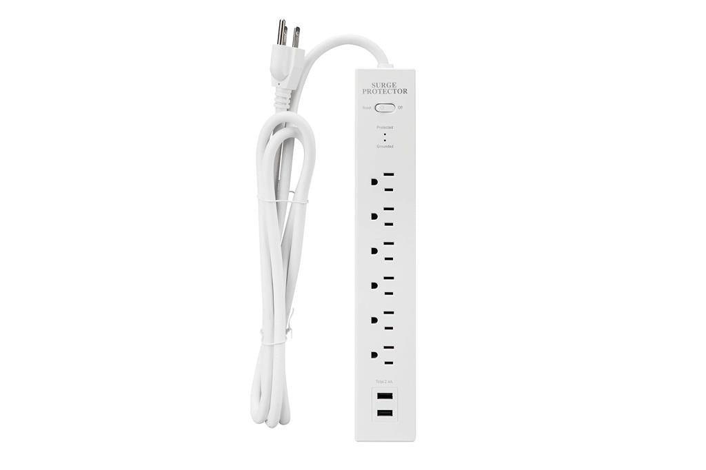 DuraDrive 6 ft 6 Outlets 270 Joules Surge Protection Power Bar with 2 USB Charging Port