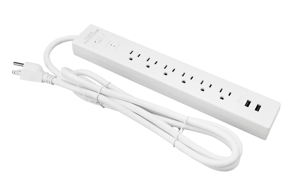 DuraDrive 6 ft 6 Outlets 270 Joules Surge Protection Power Bar with 2 USB Charging Port