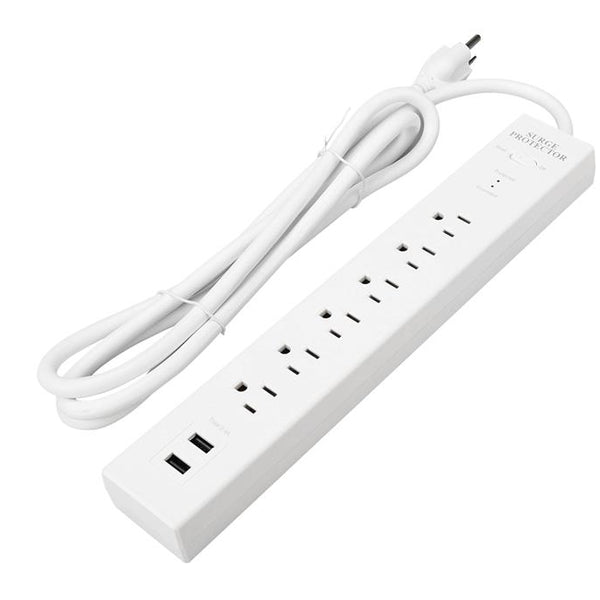 DuraDrive 6 ft 6 Outlets 270 Joules Surge Protection Power Bar with 2