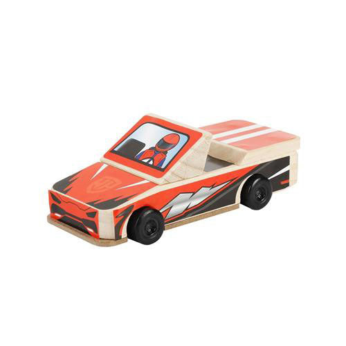 WorkPro WP206808 6+ Age Wood 6.7 in Pull Back DIY Sports Car Toy Kit