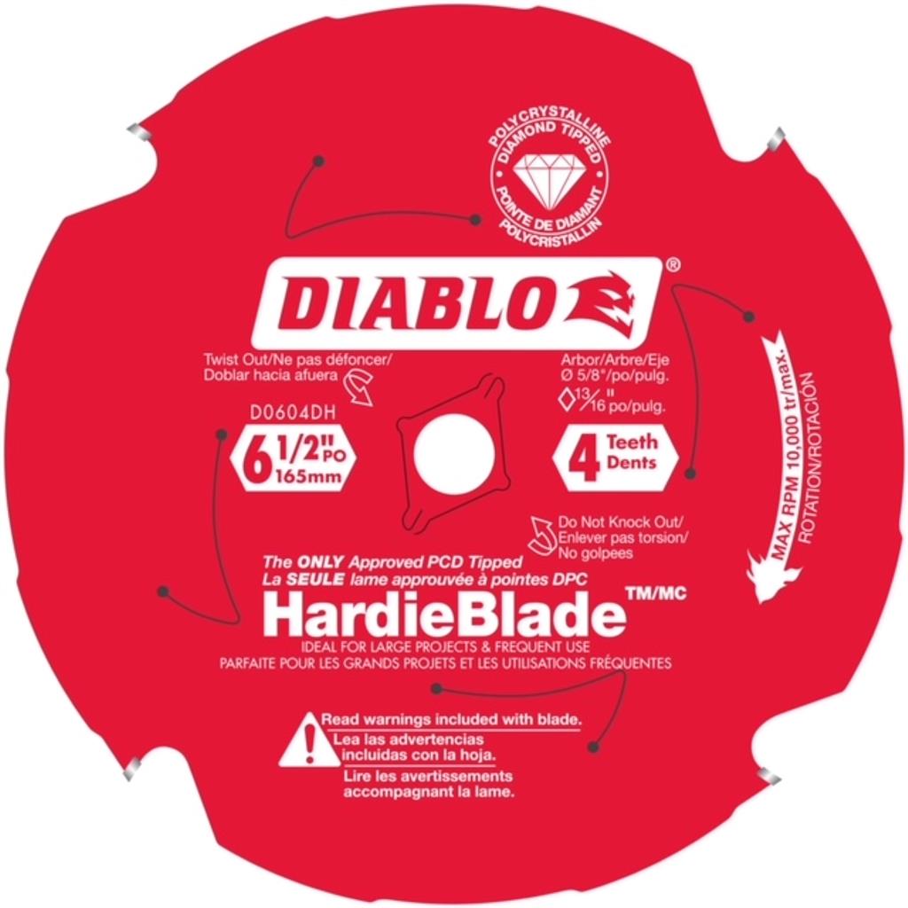 DIABLO D0604DH FIBER CEMENT BLADE 6-1/2 Inches X 4T