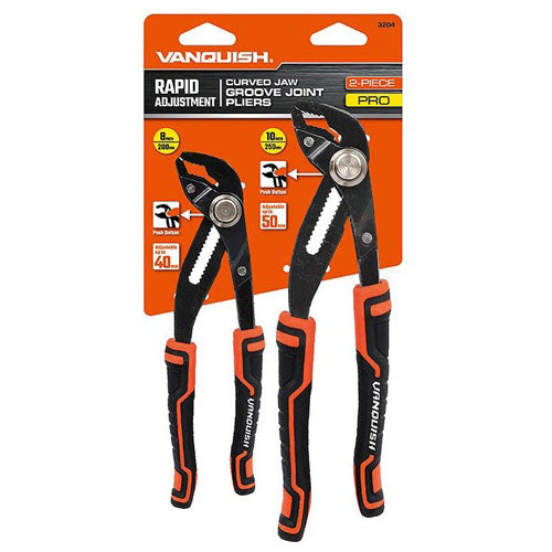 VANQUISH Curved 8 in 10 in 2 Pieces Groove Joint Pliers Set