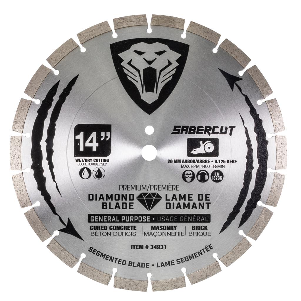 SABERCUT 14-In. x 20mm Segmented Diamond Blade for Concrete, Brick & Masonry