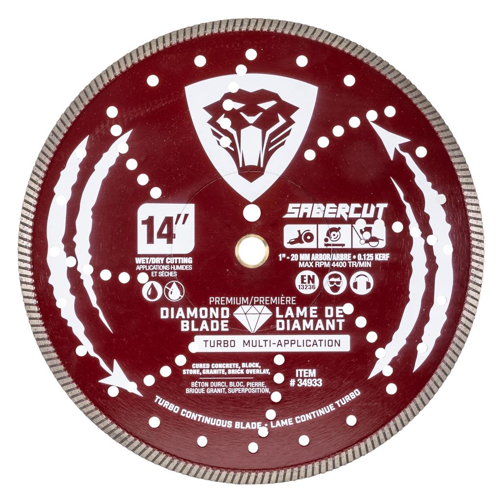 SABERCUT 14-In. x 1-In.-20mm Continuous Rim Diamond Blade for Multi-Application