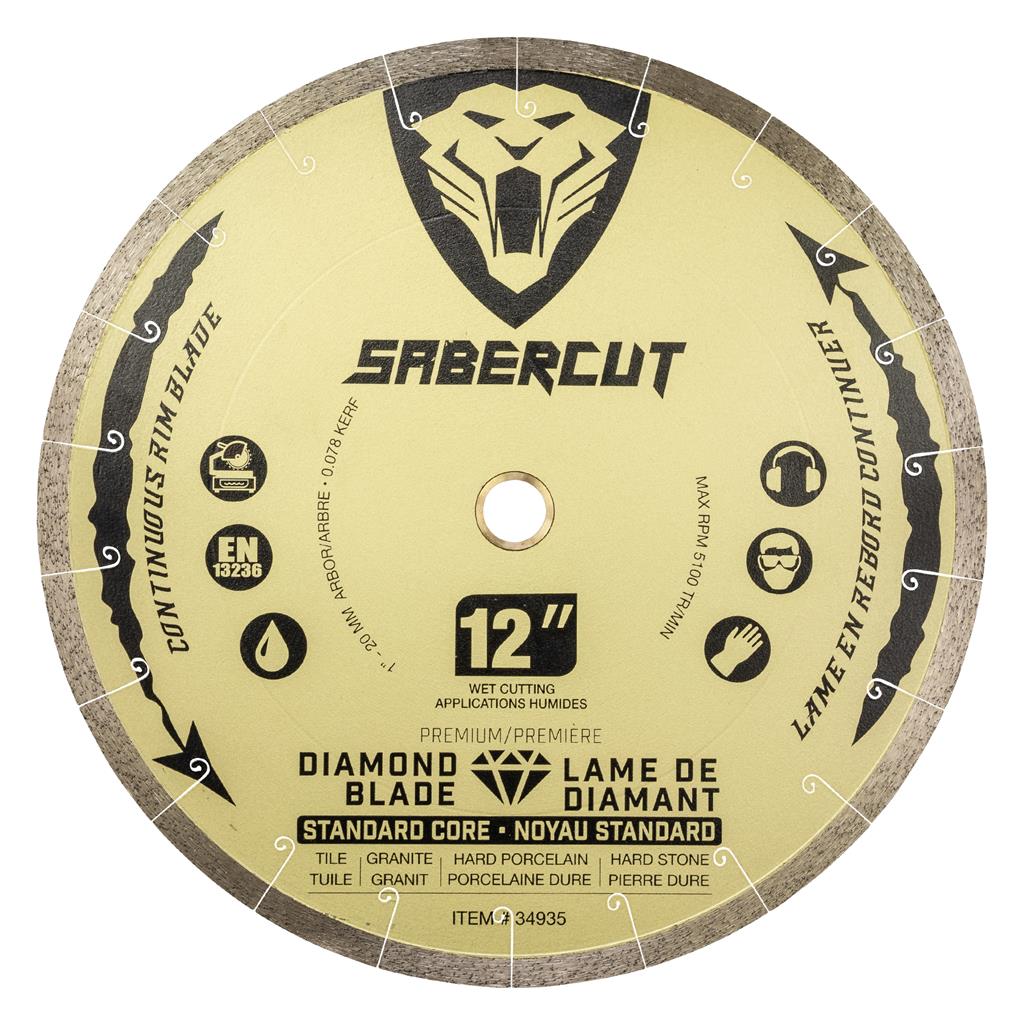 SABERCUT 12-In Continuous Rim Diamond Blade for Hard Tiles & Granite