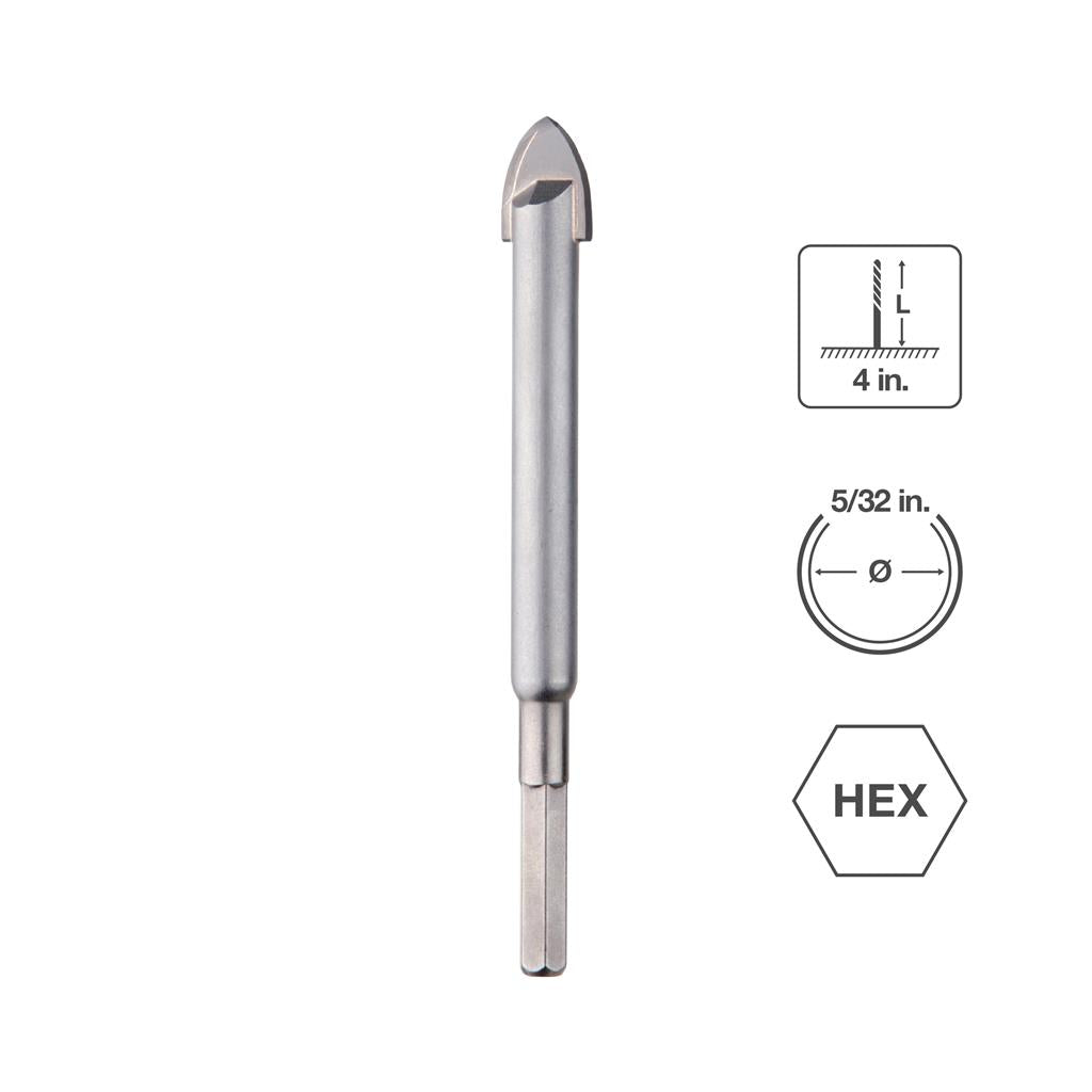 SaberCut 5/32 in 4 in Carbide Tipped Carbon Steel Body Drill Bit