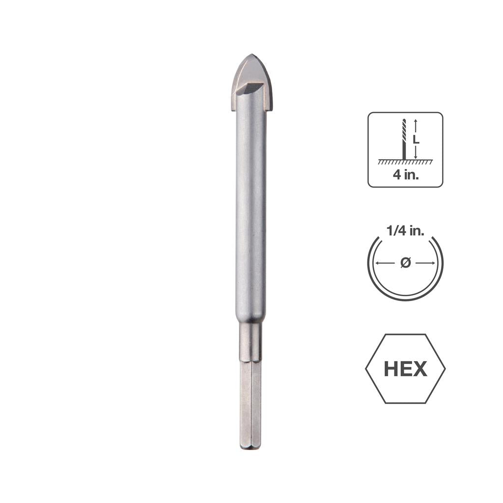 SaberCut 1/4 in 4 in Carbide Tipped Carbon Steel Body Drill Bit