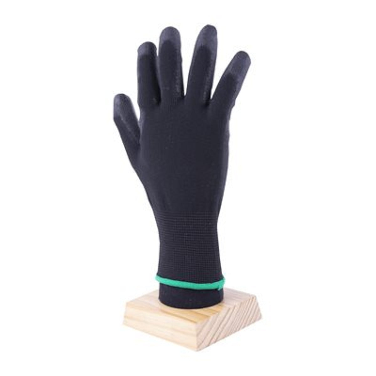 PU GLOVES BLACK DIPPED BLACK POLYESTER 12PR/ PACK