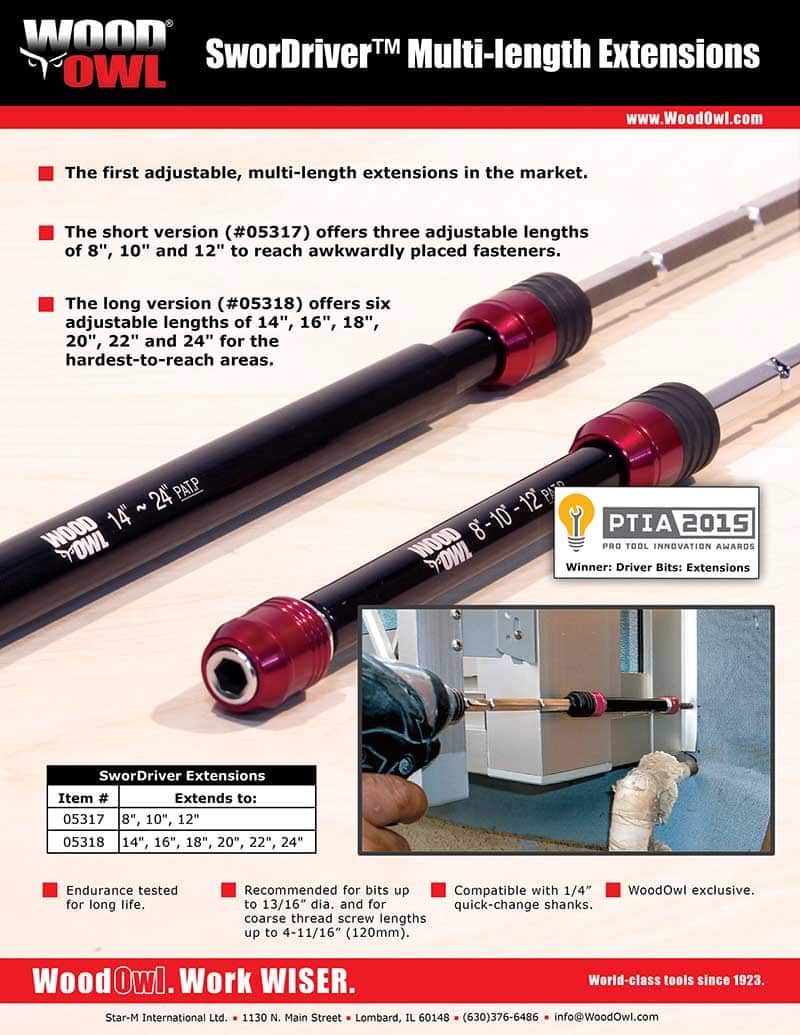 WoodOwl 05317 8 in 10 in 12 in Bit Extension