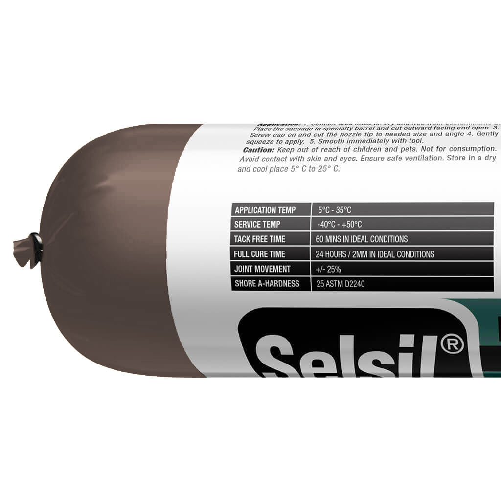 Selsil 600 mL Bronze -40 to 50 deg C Service Expanding Joints Polyurethane Adhesive Sealant Sausage