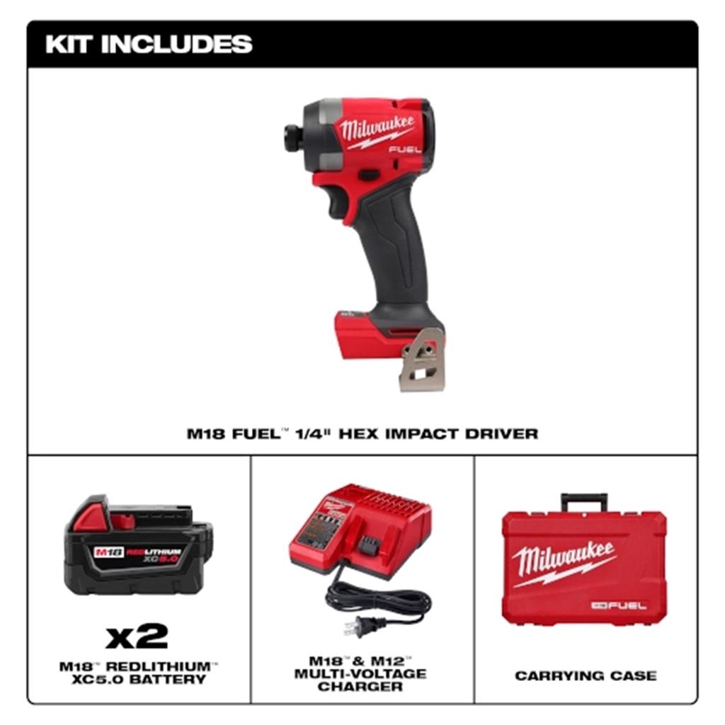 MILWAUKEE 2953-22 M18 FUEL  Hex Impact Driver Kit 1/4 Inches