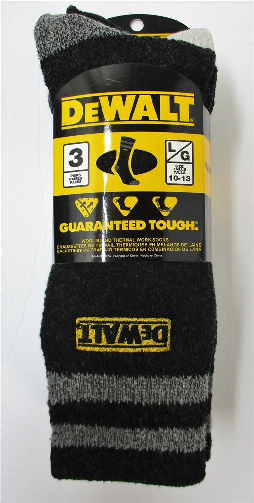 DeWalt Dxsc151 Men's #10-13 (L/G) 63% Polyester Thermal Work Sock