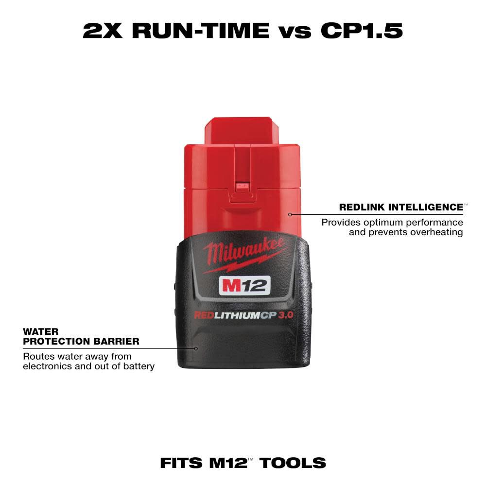 Milwaukee 48-11-2430 REDLITHIUM™ Lithium-Ion 3 Ah 12 V Rechargeable Battery Pack