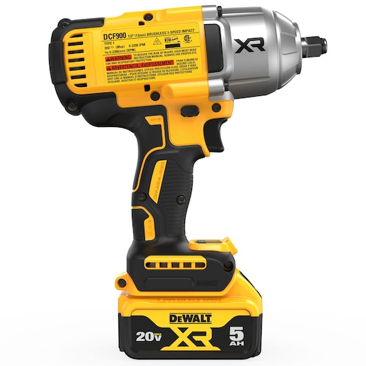 DeWalt DCF900P2 20V MAX* XR® 1/2 in Hog Ring 1400 ft/lb Breakaway 1030 ft/lb Fastening High Torque Cordless Impact Wrench with Hog Ring Anvil