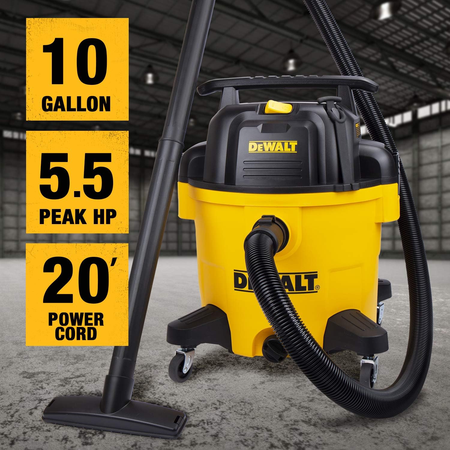 DeWalt DXV10P-QT Corded 290 W 5.5 hp 10 L Wet/Dry Vacuum (Tool Only)